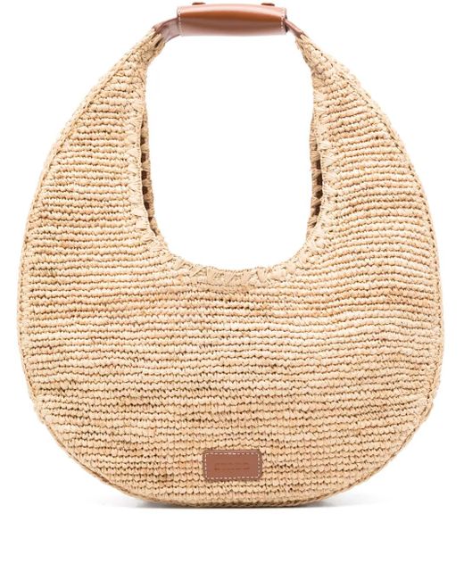 Staud ムーン ラフィア ショルダーバッグ L Natural