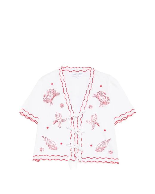 Maison Labiche Pink Veneur Scalloped Embroidered Blouse