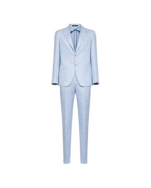 Tagliatore Blue Peak-Lapels Single-Breasted Suit for men