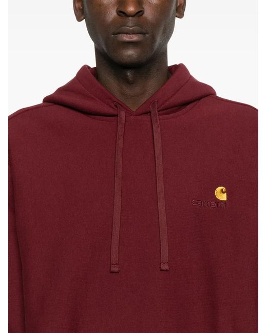 Carhartt Red Cotton Sweatshirt With Logo Embroidery for men