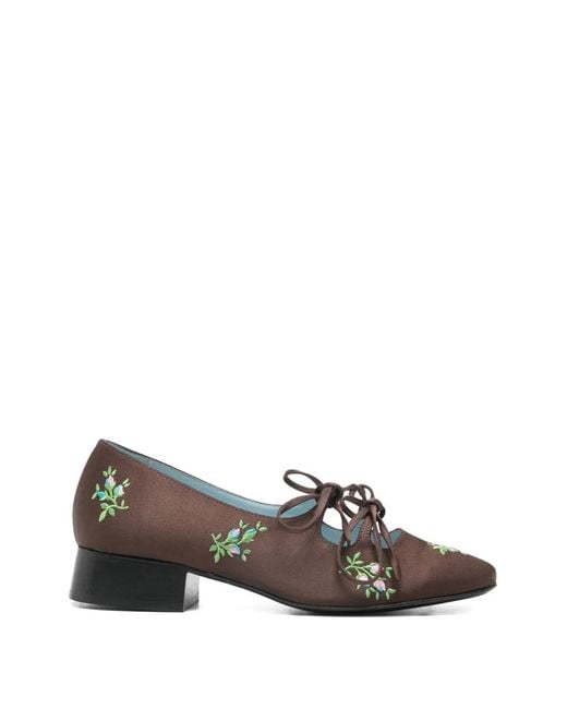 Nicole Saldanã Brown Isabel Floral-Embroidered Pumps