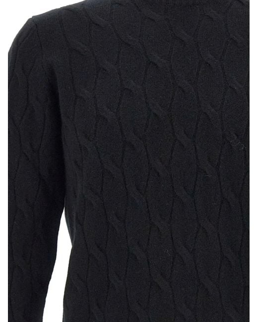 FILIPPO DE LAURENTIIS Blue Cable-Knit Ribbed Sweater for men