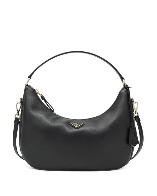 Prada Black Logo-Plaque Shoulder Bag