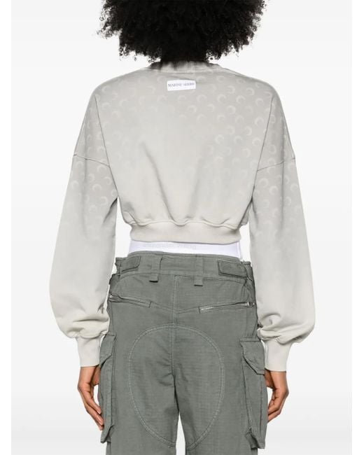 Sudadera Cocoon corta de vellón MARINE SERRE de color White