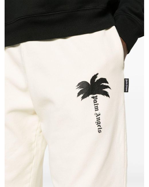 Palm Angels White Fleece Sweatpants for men
