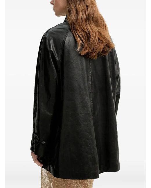 Bally Black Buttoned Leather Jacket