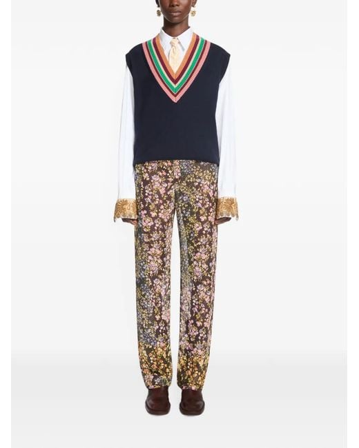 Dries Van Noten Natural Elasticated Jacquard Pants