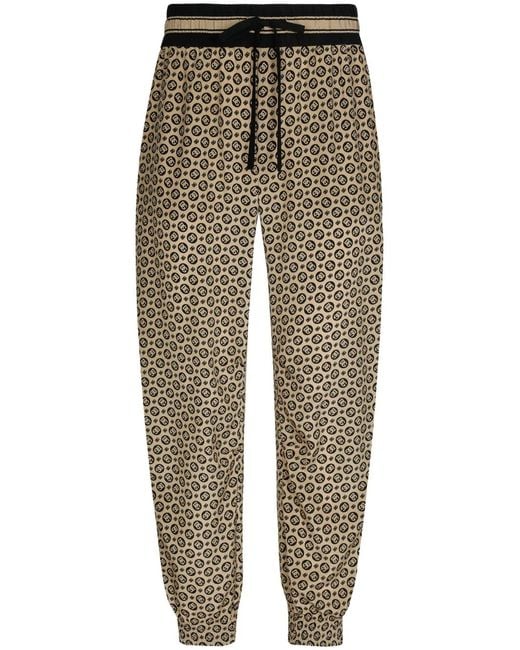 Dolce & Gabbana Multicolor Monogram-Pattern Print Silk Trousers for men