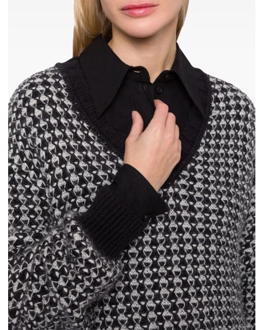 Alberta Ferretti Black Pullover Mit Intarsienmuster