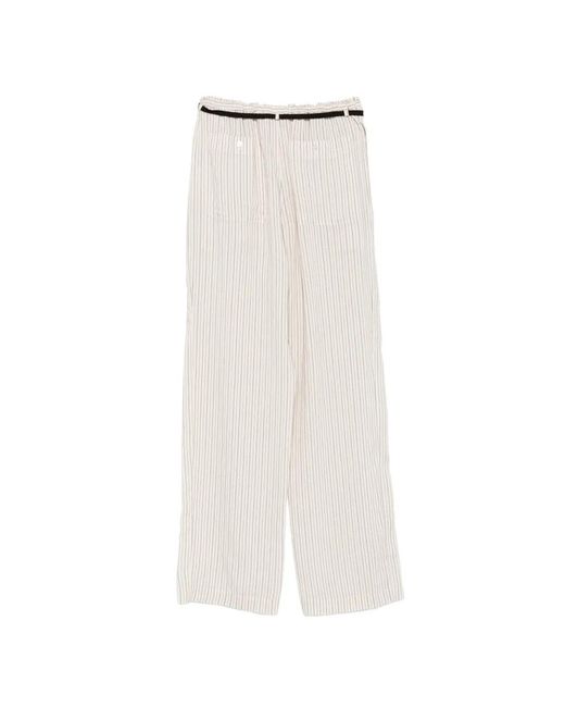 Barena White Striped Drawstring Trousers
