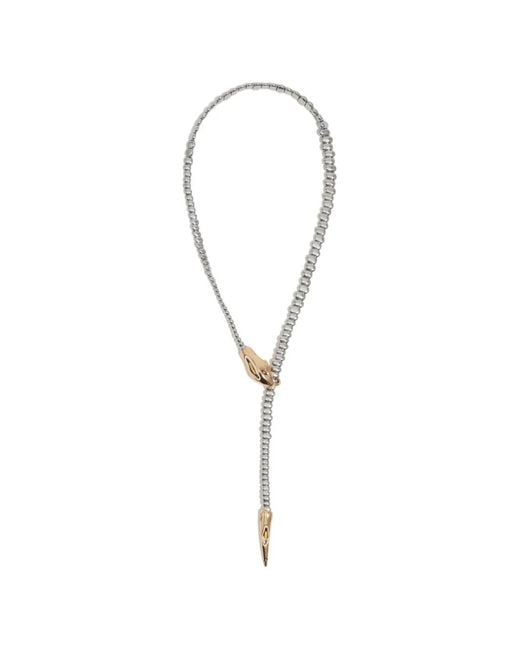 Bimba Y Lola White Tone And-Tone Snake Necklace