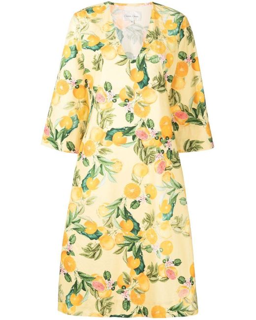 Cara Cara Martina Botanical-print Dress in Yellow | Lyst
