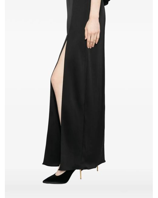 Amsale Black Column Cape Maxi Dress