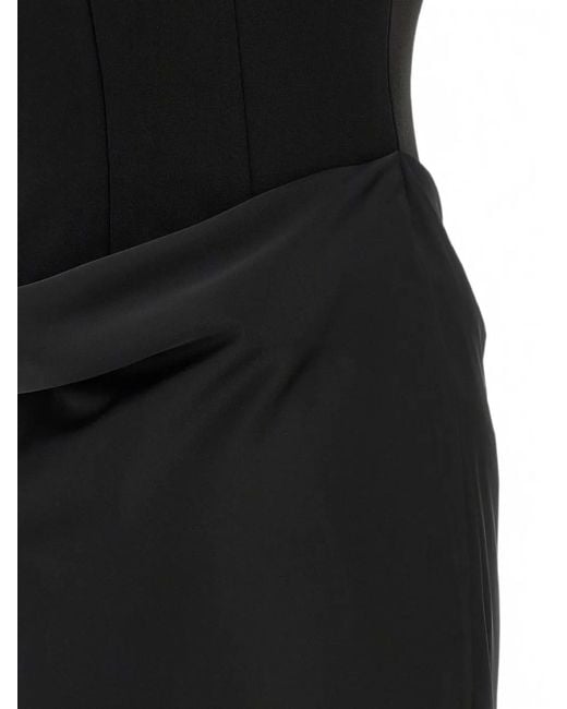ROTATE BIRGER CHRISTENSEN Black Robe Longue Drapée À Empiècements