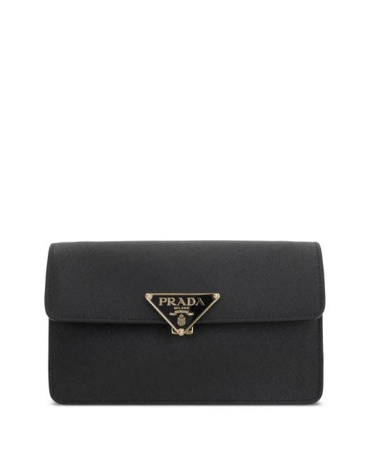 Prada Black Mini-Umhängetasche Aus Saffian-Optik