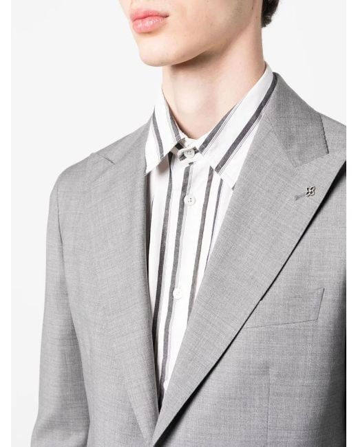 Tagliatore Gray Single Breasted Virgin Wool Suit for men