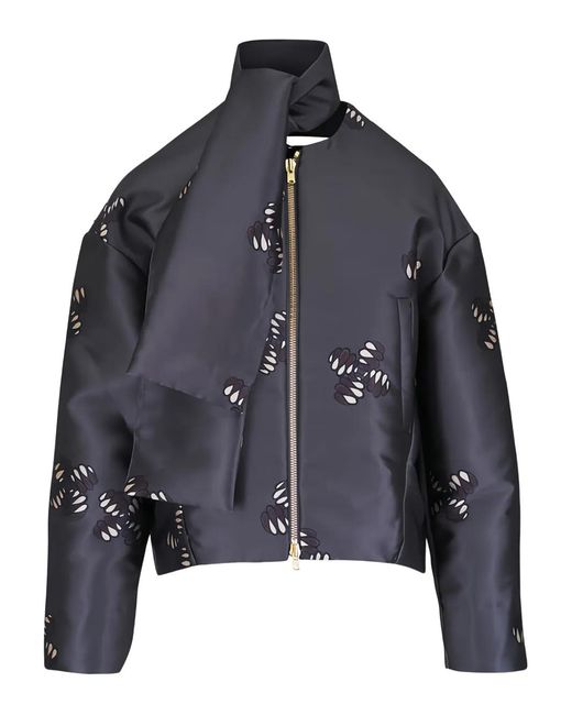 ODEEH Blue Scarf Print Jacket