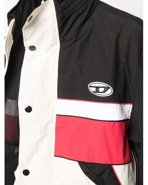 DIESEL Multicolor Contrast-Panel Funnel Neck Jacket for men