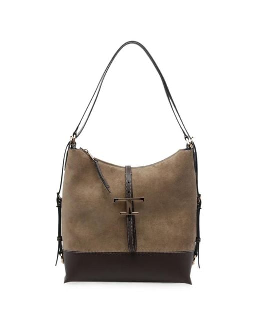 Tod's Brown T-Timeless Suede Leather Backpack