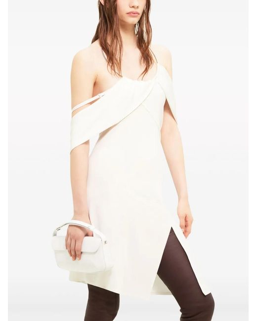 Courreges White Ring-Hardware Draped Minidress