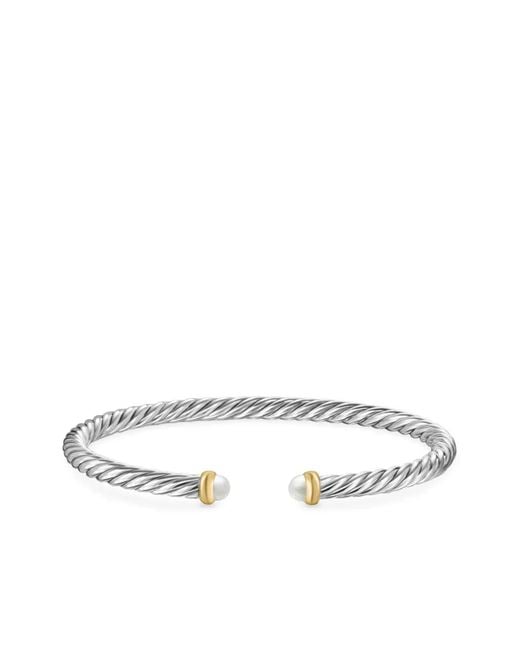 David Yurman White 14Kt And Sterling Cable Flex Bracelet (4Mm)