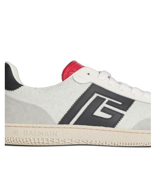 Balmain White Swan Suede And Smooth-Leather Trainers for men