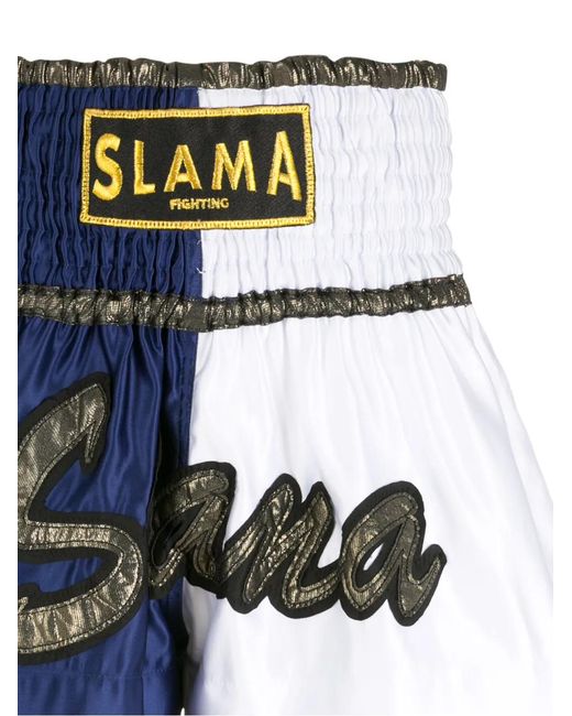 Amir Slama Blue Embroidery Luta Shorts for men