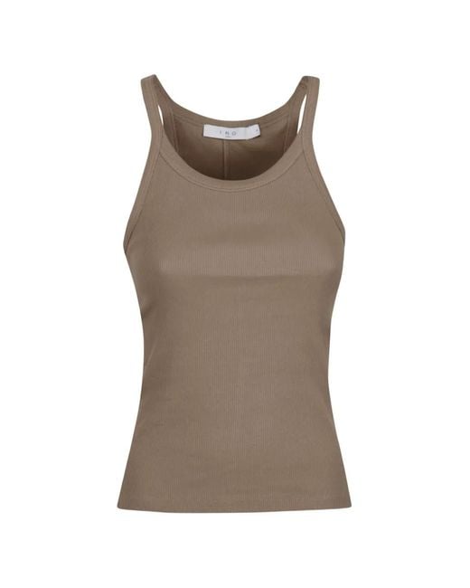 Top de canalé IRO de color Brown