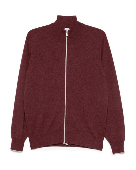 Brunello Cucinelli Purple Cashmere Zipped Cardigan for men