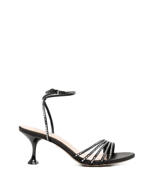 Lola Cruz White Emma Crystal-Embellished Sandals