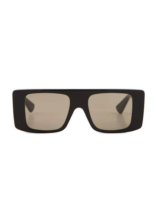 Gucci Black Rectangle-Frame Sunglasses for men