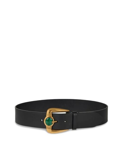 Etro Black Stone-Buckle Leather Belt