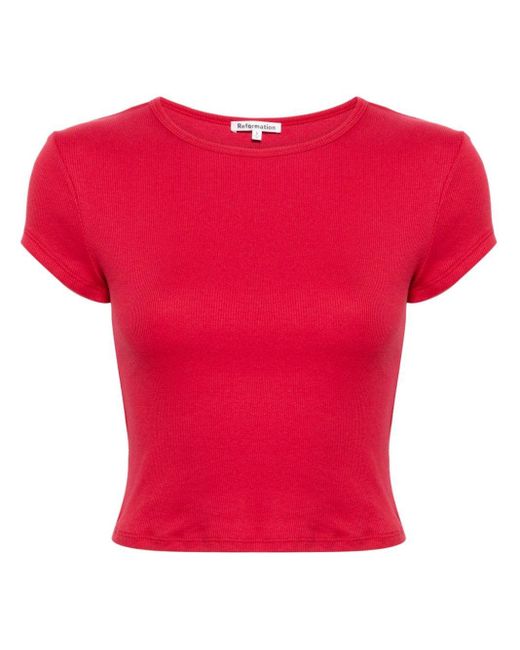 Reformation Red Muse Cropped T-shirt