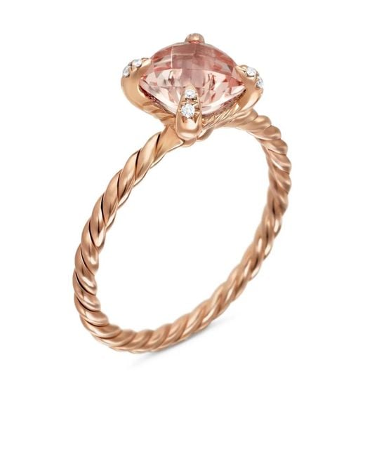David Yurman White 18Kt Rose Chatelaine Morganite And Diamond Ring (7Mm)