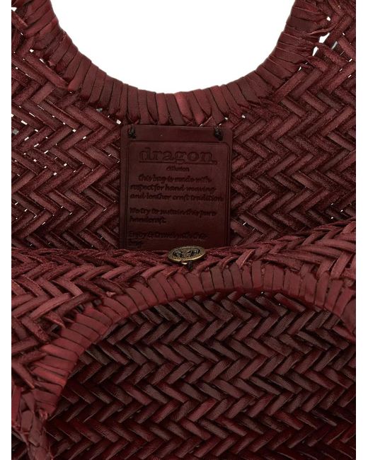 Dragon Diffusion Brown Big Nantucket Woven Leather Shoulder Bag