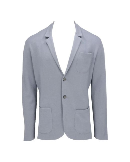 Isaia Blue Single-Breasted Patch-Pocket Blazer for men