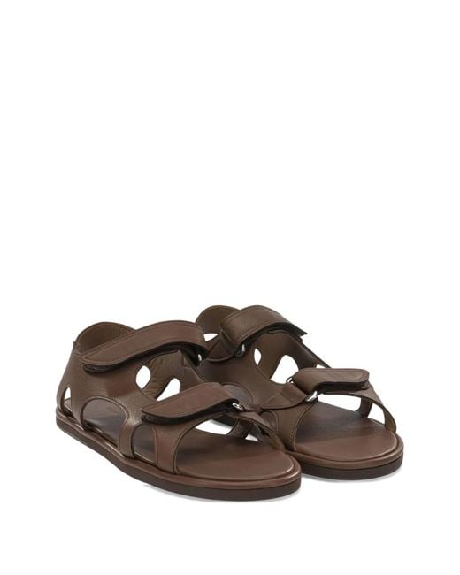 Auralee Brown Leather Flat Sandals