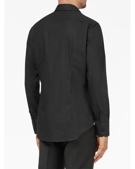 Billionaire Black Gordon Crest-Embroidered Poplin Shirt for men