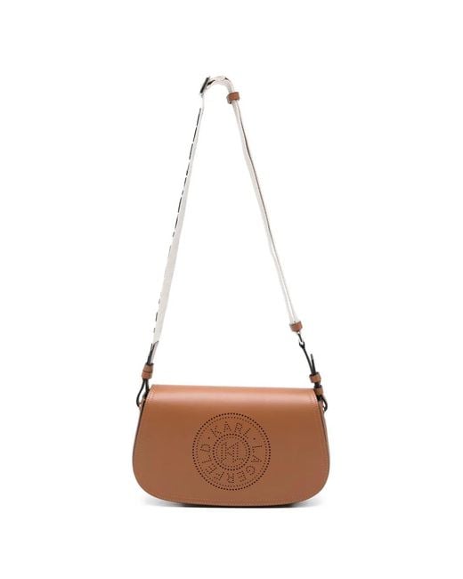 Karl Lagerfeld White Sac Porté Épaule À Logo K/Circle Perforé