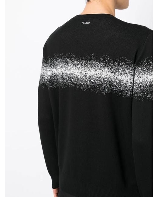 Herno Black Spray-Paint Effect Knit Sweatshirt for men