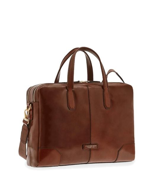 The Bridge Brown Vespucci Leather Briefcase for men