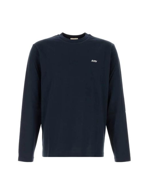 Autry Blue Long-Sleeve Logo-Embroidered T-Shirt