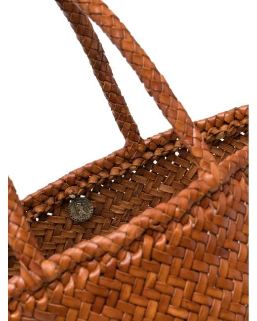 Dragon Diffusion Brown Small Grace Woven Leather Tote Bag