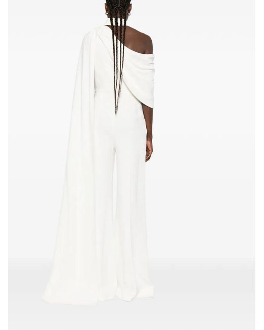 Elie Saab White Cady Sleeveless Jumpsuit