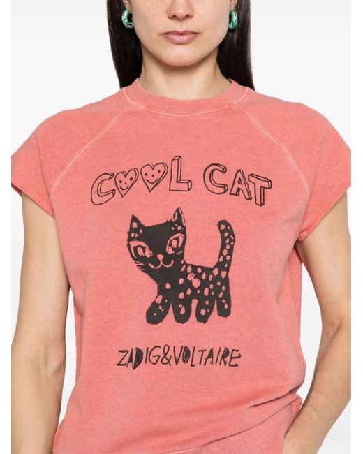 Zadig & Voltaire Pink Cool Cat Sweatshirt ohne Ärmel