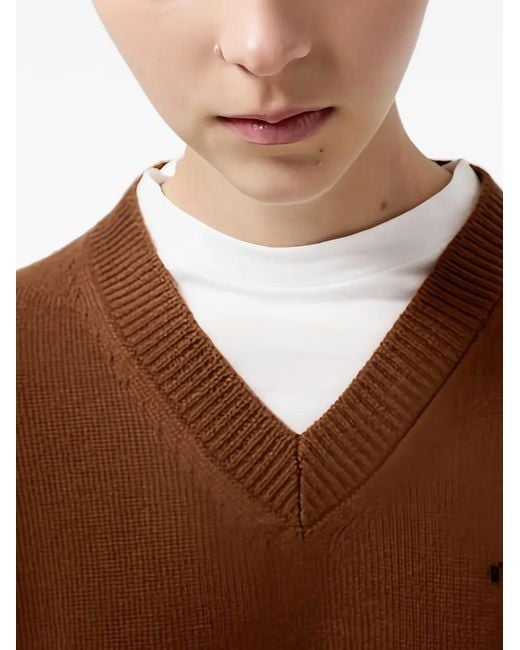 Miu Miu Brown Miumiu Maglia Scollo A V