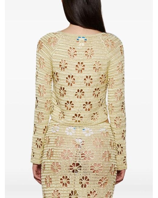 Calle Del Mar White Floral Crochet Cardigan