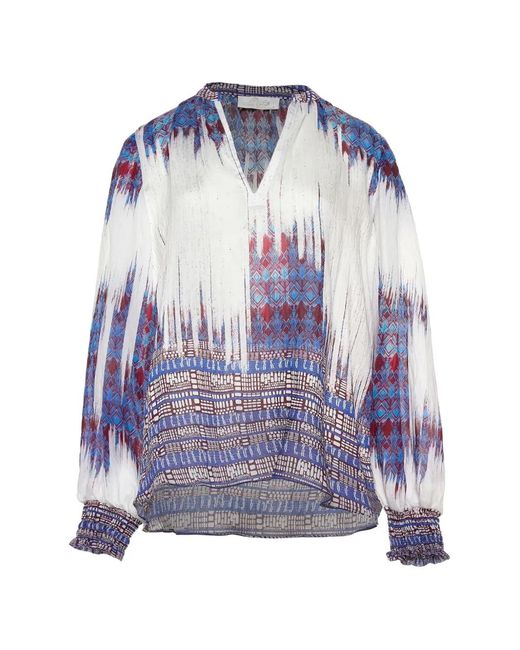 Devotion Blue Boheme V-Neck Print Blouse