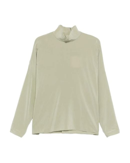 Tibi Green Funnel-Neck Dolman-Sleeve Top