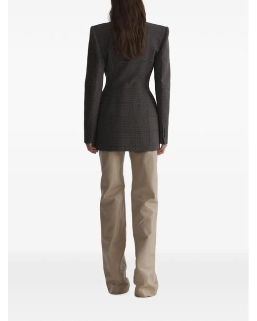 Mugler Black Ink And Taupe Check Stockman Jacket